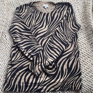 Zebra striped J. Crew Teddie sweater. NWOT.